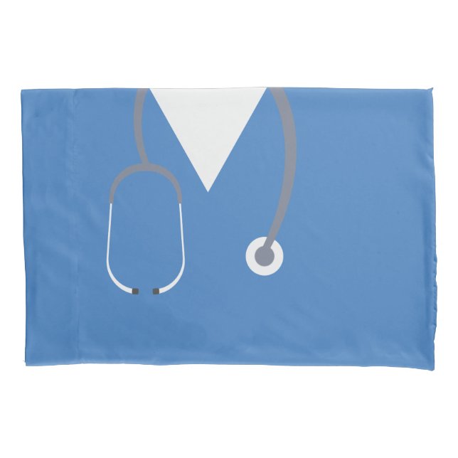 Camiseta azul do médico e estetoscópio (Frente)