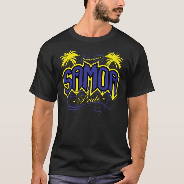 Camiseta Azul do orgulho de Samoa & Yellwo - t-shirt (Frente)