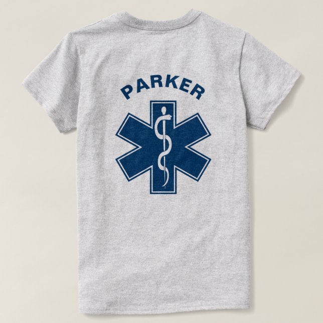 Camiseta Azul do paramédico de EMT EMS (Verso do Design)