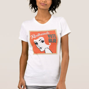 Camiseta Azul do voto dos Redheads! T fino do jérsei do