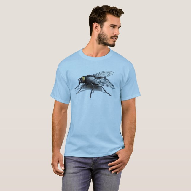 Camiseta azul dos homens da Fly (Frente Completa)