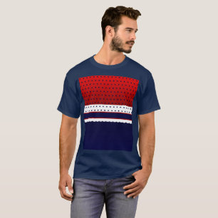 Camiseta Azul e Branco Patriótico com Camisa-Estrelas