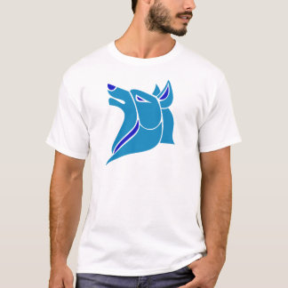 Camiseta Azul e claro - cabeça contínua azul do lobo