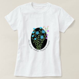 Camiseta Azul E Mauve Floral Destacados