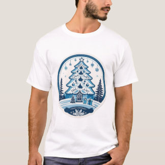 Camiseta Azul E Natal Elegante
