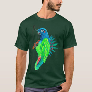 Camiseta Azul e Pionus Verdes Aquarela
