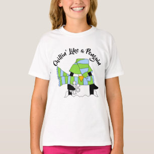 Camiseta Azul e Verde - Espancando como um pinguim