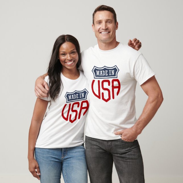 Camiseta Azul e Vermelha Feita nos EUA (Unissex)