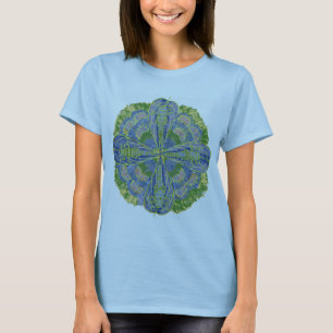 Camiseta azul, em folha salgada, acompanhado de diatomácea