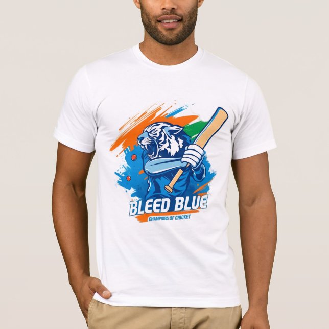 Camiseta azul esfolada para masculinos (Frente)