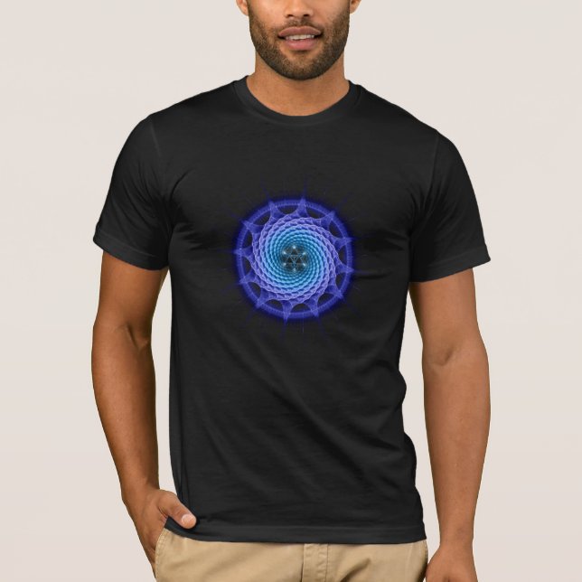 Camiseta Azul espiral da mandala de Merkaba (geometria do (Frente)