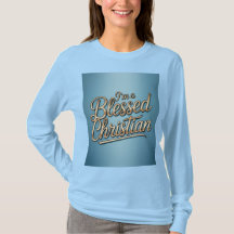 Camiseta Azul Eu Sou Um Cristão Abençoado