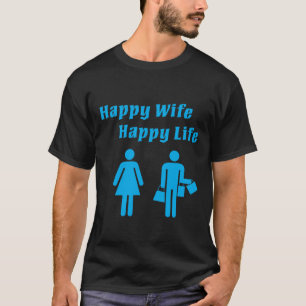 Camiseta Azul feliz da vida da esposa feliz