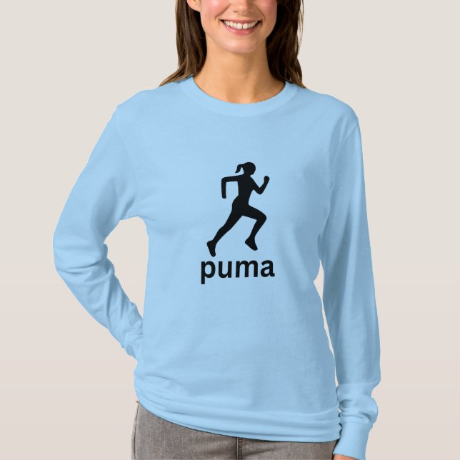 Camiseta azul feminina estilo atlético  (Frente)