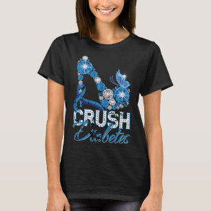 Camiseta Azul Fita Pearl Esmagamento Novembro Diabetes Awar