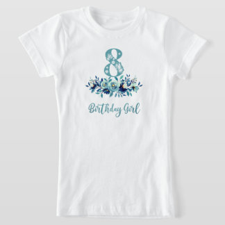 Camiseta Azul Floral 8º Aniversário