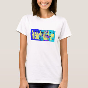 Camiseta Azul Francês Africano Tecido Abstrato Forma Roxa