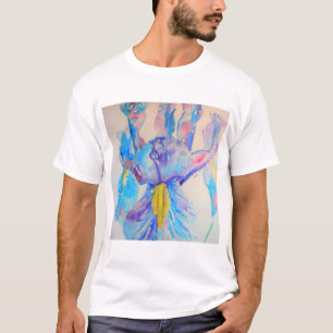 Camiseta Azul Iris Art Design de Aquarela