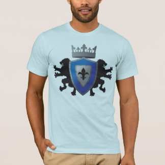 Camiseta Azul, Leão Medieval Heraldry Men's Amer. Roupa