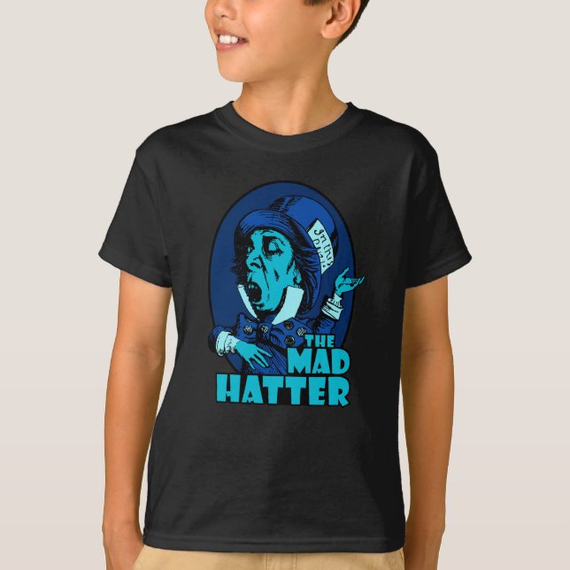 Camiseta Azul louco do logotipo do Hatter (Frente)