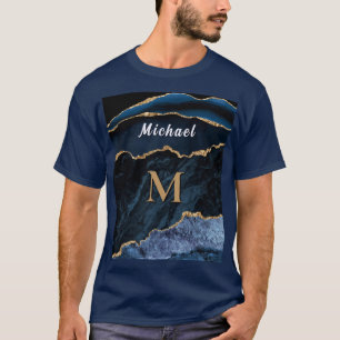 Camiseta Azul Marinho Dourada com Letra do Nome Pe