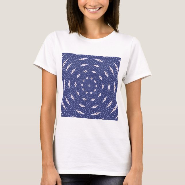 Camiseta Azul Marinho e Mandala de Mitocôndrias Rosa (Frente)