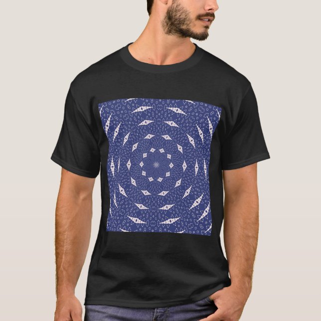 Camiseta Azul Marinho e Mitocôndrias Mandala Rosa (Frente)