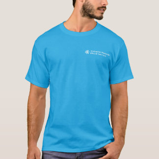 Camiseta azul masculina com logotipo AMBS