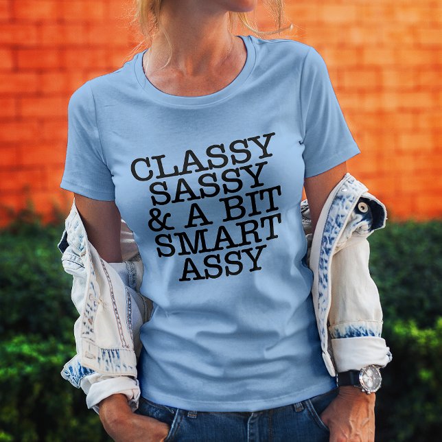 Camiseta Azul Moderna Chique e Sassy (Modern Classy Sassy Cool Blue T-Shirt)