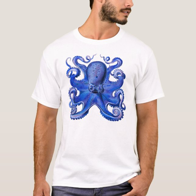 Camiseta Azul Octopus Haeckel (Frente)