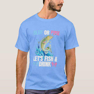 Camiseta Azul ou rosa, peixes e bebidas Design de pesca