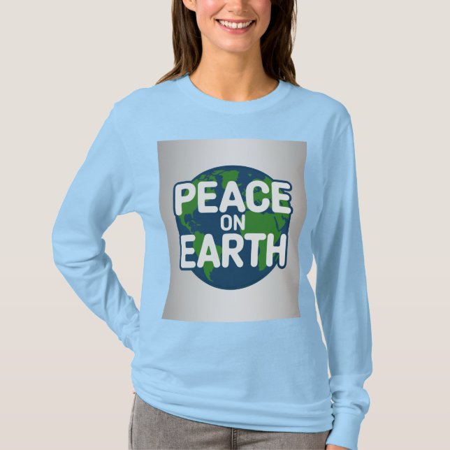 Camiseta Azul Paz Na Terra (Frente)