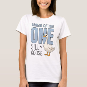 Camiseta Azul Personalizado Mamãe do Um Ganso Bobo Aniversá