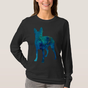 Camiseta Azul Pintado De Abstrato De Bulldog Francês Vibran