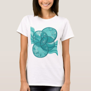 Camiseta Azul prateado vibrante CRISTAIS E ONDAS Design de