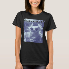 Camiseta Azul Relaxalotl Axolotl Feminino Angustiado