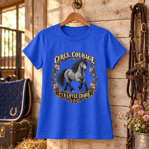 Camiseta Azul Roan American Bashkir Curly Coragem e Caos