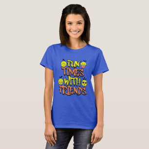 Camiseta Azul Royal "Diversão com Amigas" para Mul