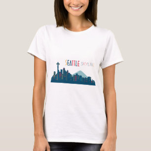 Camiseta Azul Skyline Seattle