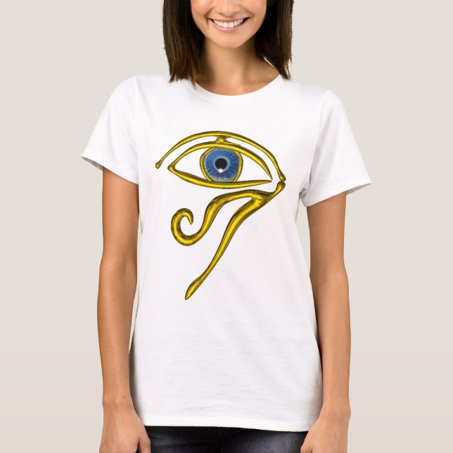 CAMISETA AZUL TALISMAN/OLHOS DE HORO DOURADO (Frente)