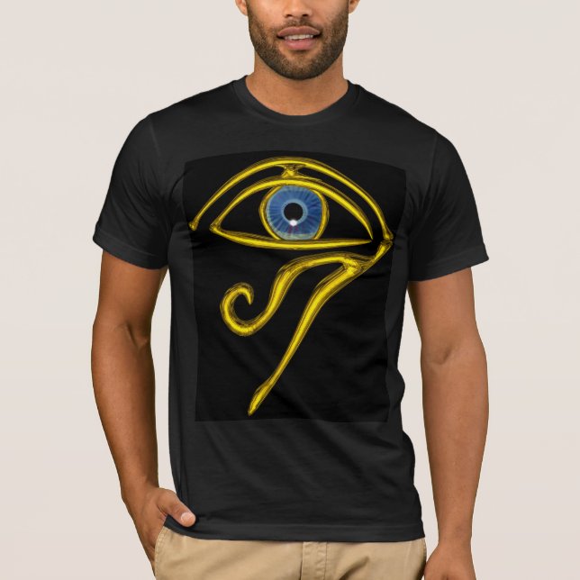 CAMISETA AZUL TALISMAN/OLHOS DE HORO DOURADO (Frente)
