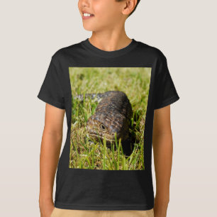 Camiseta Azul-Tongue-Lizard A Derramar A Grama,