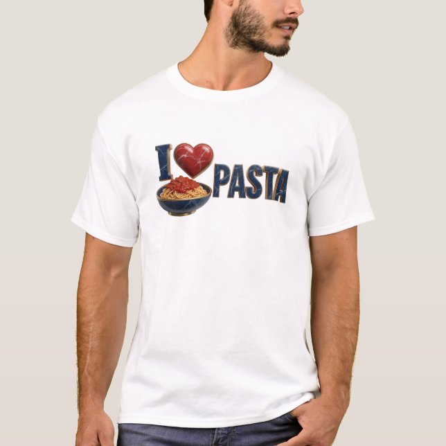 Camiseta Azul Único Eu AMO MASSA Design Visual (Frente)
