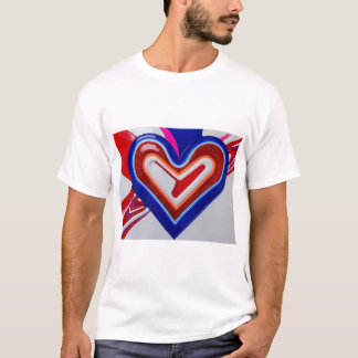Camiseta Azul Vermelho Coração
