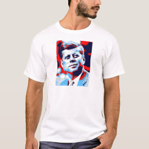 Camiseta Azul vermelho do pop art JFK John F. Kennedy