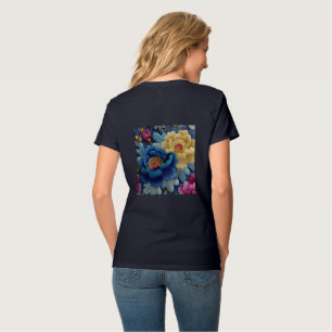 Camiseta Azul Vibrante e Floral Amarelo