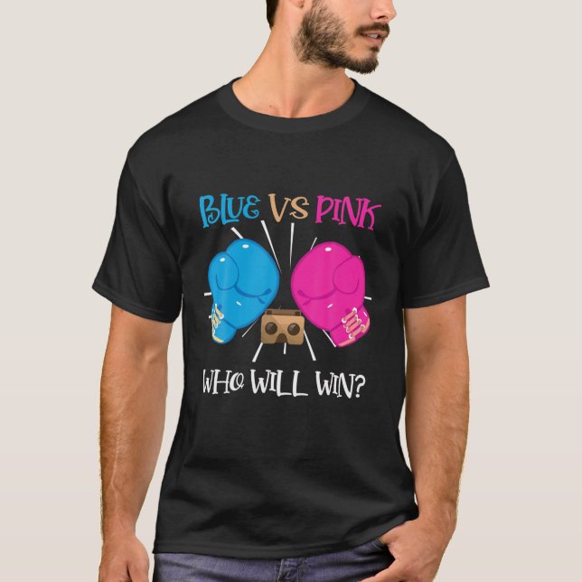 Camiseta Azul Vs Cor-de-rosa Boxando Gênero Ideal (Frente)