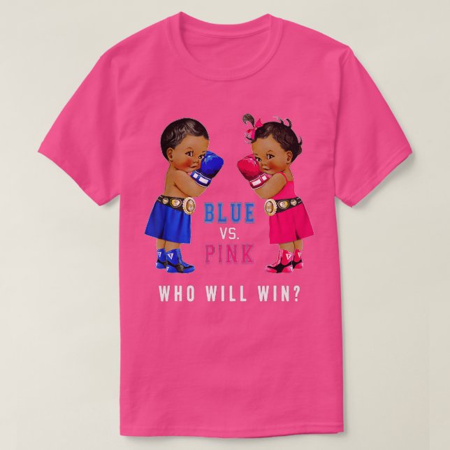 Camiseta Azul vs Rosa Étnica Boxing Bebês Gênero Revelação (Frente do Design)