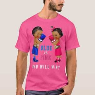 Camiseta Azul vs Rosa Étnica Boxing Bebês Gênero Revelação