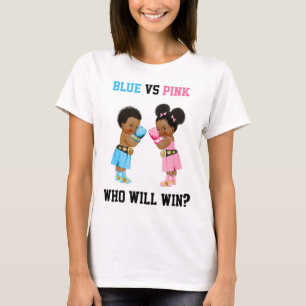 Camiseta Azul Vs Rosa Quem Vencerá Tema de Boxe Revelação d